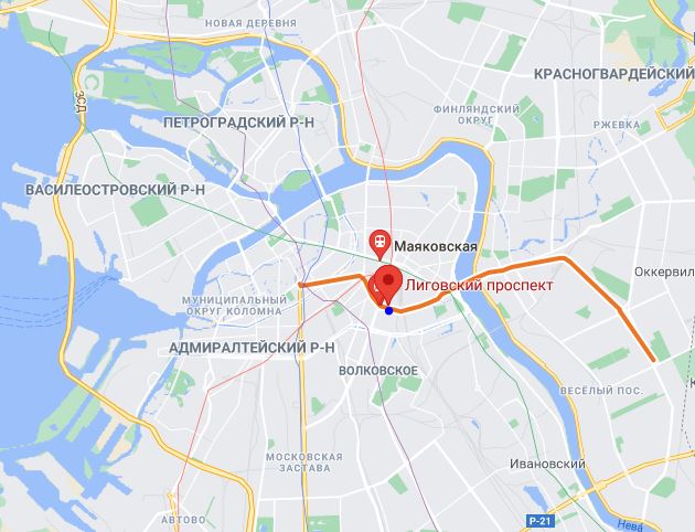 метро лиговский проспект на карте спб